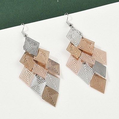 430 Stainless Steel Rhombus Dangle Earrings EJEW-A137-01P-02-1