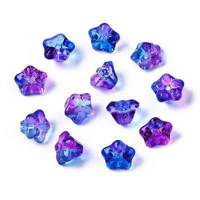 Two Tone Transparent Spray Painted Glass Beads GGLA-S054-011D-02-1