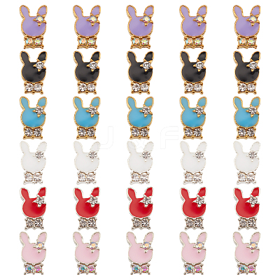 30Pcs 6 Colors Alloy Clear Rhinestone Cabochons FIND-OC0001-67-1