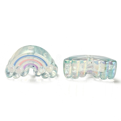 UV Plating Rainbow Iridescent Acrylic Enamel Beads LS-OACR-G012-08A-1