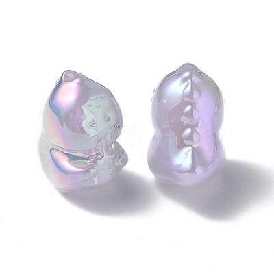 UV Plating Rainbow Iridescent Acrylic Beads PACR-M003-15D-1