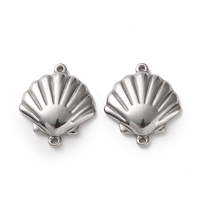 304 Stainless Steel Shell Shape Links Connector Charms STAS-A124-15P-1