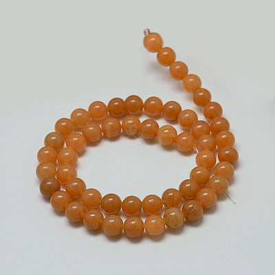 Natural Red Aventurine Stone Round Bead Strands G-P075-49-8mm-1
