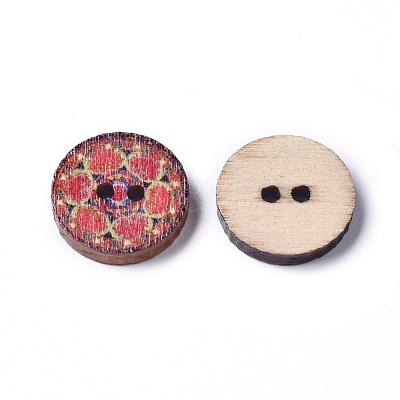 Printed Poplar Wood Buttons WOOD-D021-01A-1