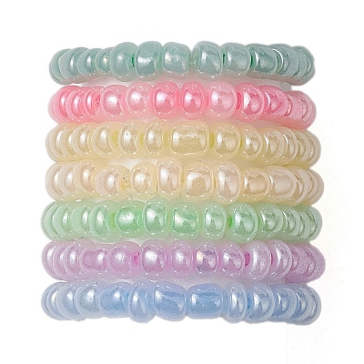 Macaron Ceylon Round Glass Seed Beads Stretch Rings for Women RJEW-JR00701-1