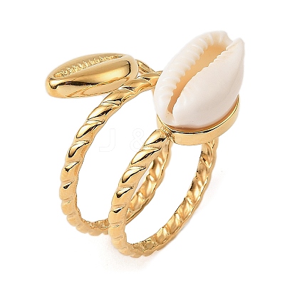 304 Stainless Steel Shell Open Cuff Rings for Women STAS-Z101-04G-1