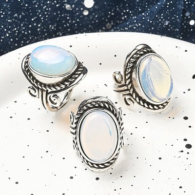 Opalite Adjustable Rings RJEW-I108-01AS-05-1