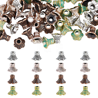 80Pcs 4 Colors Alloy Flower Bead Caps FIND-DC0003-87-1