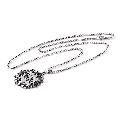 Lotus 201 Stainless Steel Pendant Necklaces LS-NJEW-F320-04P-1