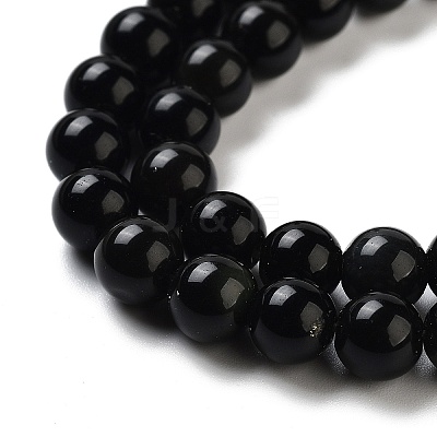 Natural Obsidian Bead Strands G-R173-6mm-02-1