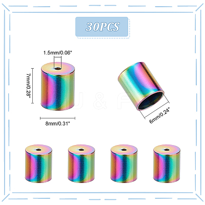 30PCS Ion Plating(IP) 304 Stainless Steel Cord Ends STAS-UN0049-15-1
