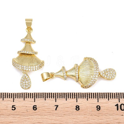 Brass Pave Clear Cubic Zirconia Pendants KK-L275-11G-1