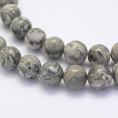 Natural Map Stone/Picasso Stone/Picasso Jasper Beads Strands G-G697-F03-4mm-1