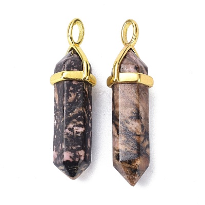 Natural Rhodonite Pointed Pendants G-G025-01G-29-1