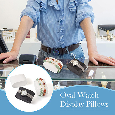 8Pcs 2 Colors Imitation Leather Watch Display Pillows ODIS-TA0001-05-1