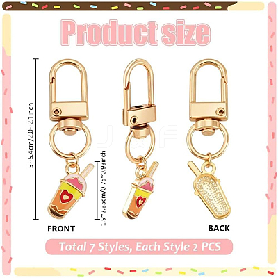 14Pcs 7 Styles Drink Alloy Enamel Pendant Decorations KEYC-PH01568-1