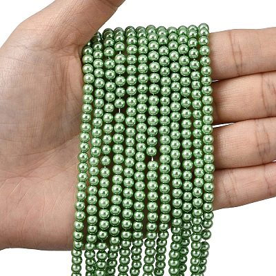 Eco-Friendly Dyed Glass Pearl Round Beads Strands HY-A002-4mm-RB008N-1