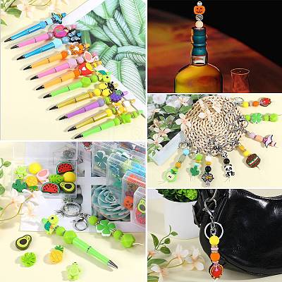 24Pcs 23 Styles Fruits PVC Plastic Beads FIND-SZ0003-67-1