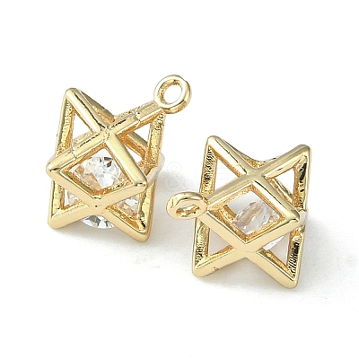 Brass Cubic Zirconia Charms X-KK-G462-50KCG-1