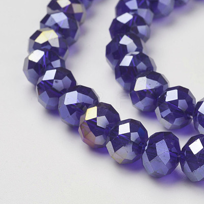 Electroplate Glass Beads Strands X-GR10MMY-25AB-1