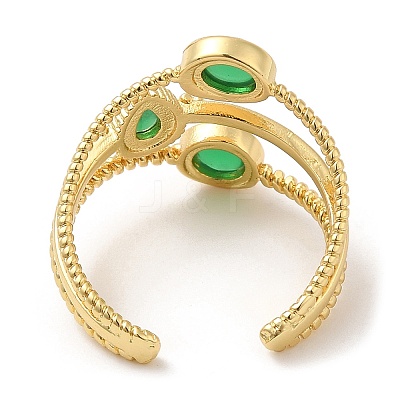 Rack Plating Brass Triple Line Open Cuff Rings RJEW-D008-09G-1