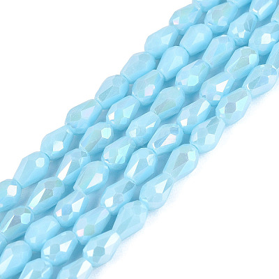 Opaque Solid Color Electroplate Glass Beads Strands EGLA-N013-P4mm-B12-1