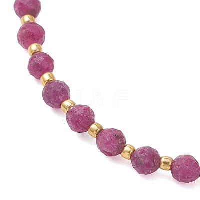 Natural Ruby Beaded Stretch Bracelets for Women BJEW-JB13541-03-1