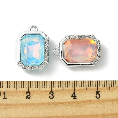 UV Plating Alloy with Mixed Color Glass Rhinestone Pendants FIND-B039-07P-1