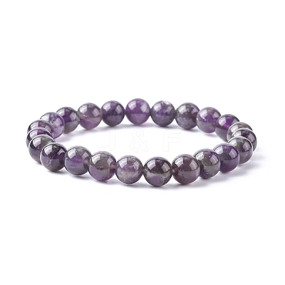 Natural Amethyst Beaded Stretch Bracelets B072-2-1