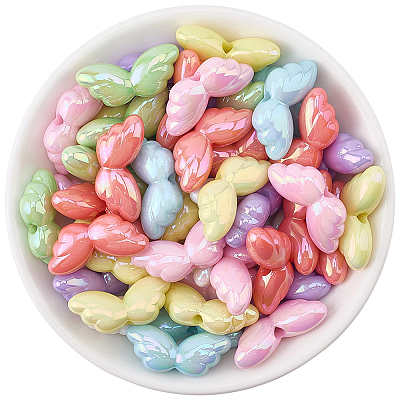 50Pcs UV Plating Opaque Acrylic Beads OACR-PA0001-88-1