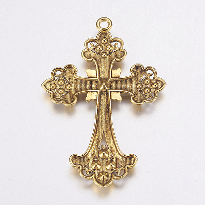 Alloy Rhinestone Cross Big Pendants LS-ALRI-1475-AG-RS-1