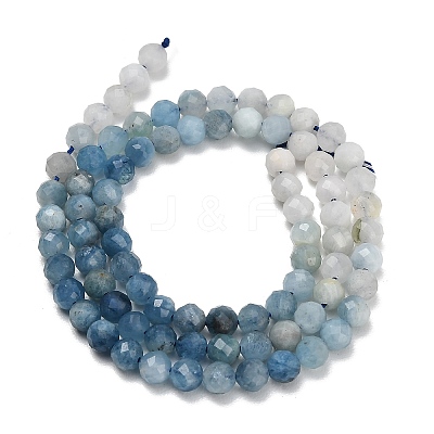 Gradient Color Natural Devil Blue Aquamarine Beads Strands G-NH0072-B01-5mm-1
