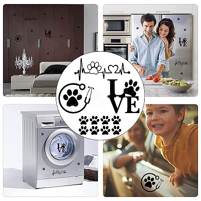 8 Sheets 4 Style Waterproof Heart & Bear Paw Pattern PET Car Decals Stickers STIC-GF0001-03C-1