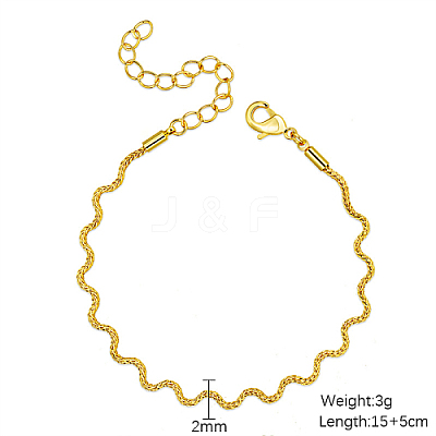 Brass Twist Wave Link Chain Bracelets for Women DN6472-2-1