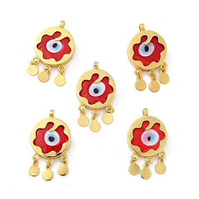Rack Plating Handmade Evil Eye Lampwork Pendants KK-F838-01-G-1