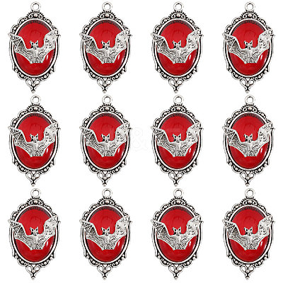 12Pcs Vampire Bat Shaped Alloy Enamel Pendants ENAM-CA0001-87A-1