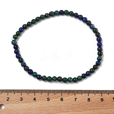 Natural Chrysocolla and Lapis Lazuli Round Bead Stretch Bracelets X-BJEW-L594-B04-1