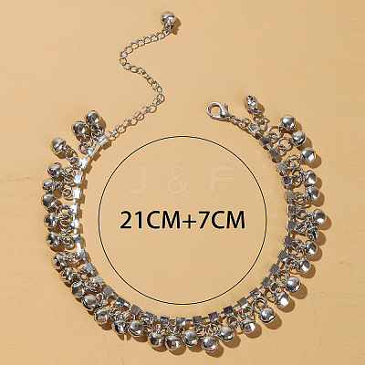Alloy Crystal Rhinestone Bell Charm Tassel Anklets for Women WG95FC9-02-1