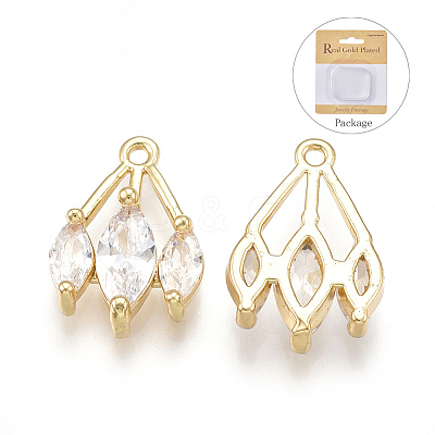 Brass Micro Pave Cubic Zirconia Pendants X-KK-S348-161-1