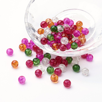 Baking Paint Crackle Glass Beads DGLA-X0006-6mm-09-1
