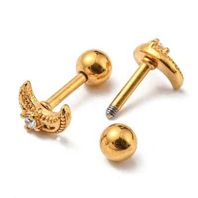 Ion Plating(IP) 304 Stainless Steel with Rhinestone Stud Earrings EJEW-Z034-19G-1