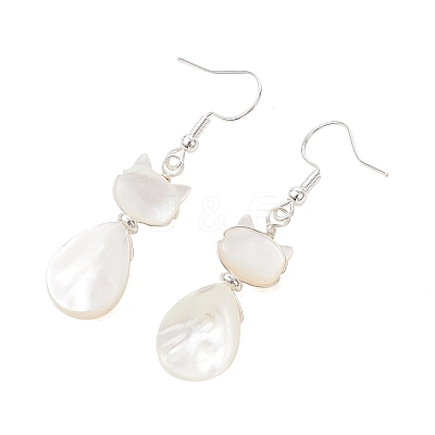 Natural Trochid Shell Dangle Earrings EJEW-JE07222-1
