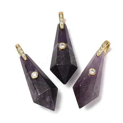 Natural Amethyst Beaded European Dangle Charms GG-CBA9389-03J-1