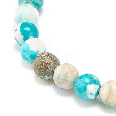 Natural Howlite Round Beaded Stretch Bracelet BJEW-JB08290-02-1
