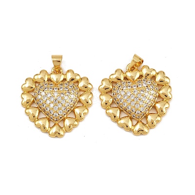 Brass Micro Pave Cubic Zirconia Pendants KK-C132-03G-G-1