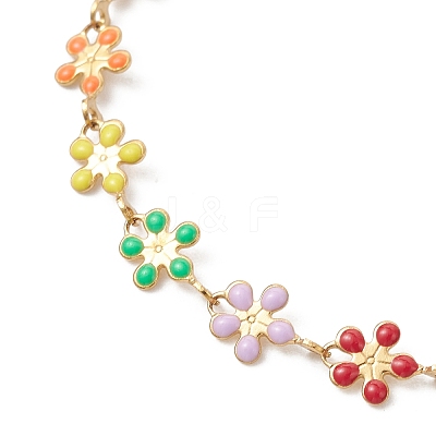 Sunflower 304 Stainless Steel Enamel Link Chain Bracelets for Women BJEW-JB13566-1