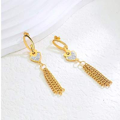 Stainless Steel Heart Dangle Stud Earrings GF5974-1