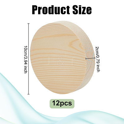 Flat Round Unfinished Wood Slice WOOD-WH0029-190A-1