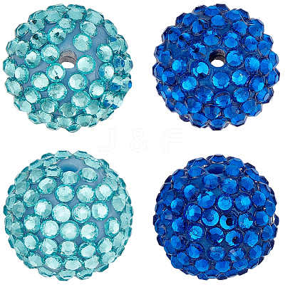 40Pcs 2 Colors Transparent Resin Rhinestone Graduated Beads RESI-PA0001-29-1