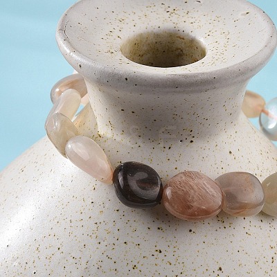 Natural Multi-Moonstone Stretch Beaded Bracelets X-BJEW-K213-C14-1